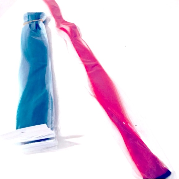 🌱 5 for 30! 💚 Long Clip-In Hair Extension Neon Green 21” - Picture 4 of 8